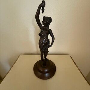 vintage woman bronze statue